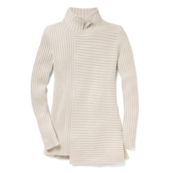 CAbi 3363 D-Ring Pullover Ribbed Sweater Cream, Size S - Picture 2 of 10